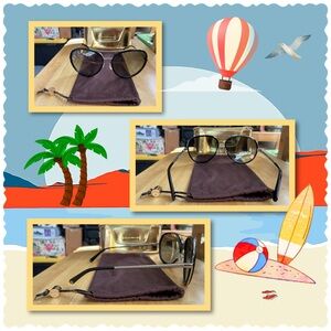 Tory Burch Aviator Black/Silver Sunglasses